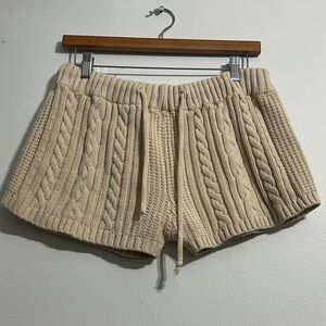 Forever 21 Cream Cable Knit Shorts